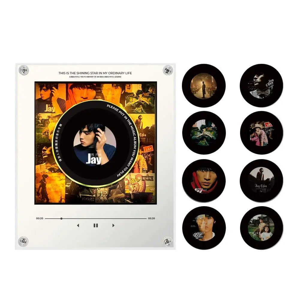 NFC Sensing Song Player With Acrylic Built-in Speaker Rotating Disc Night Light Automatic Singing Refrigerator Magnetic Sticker