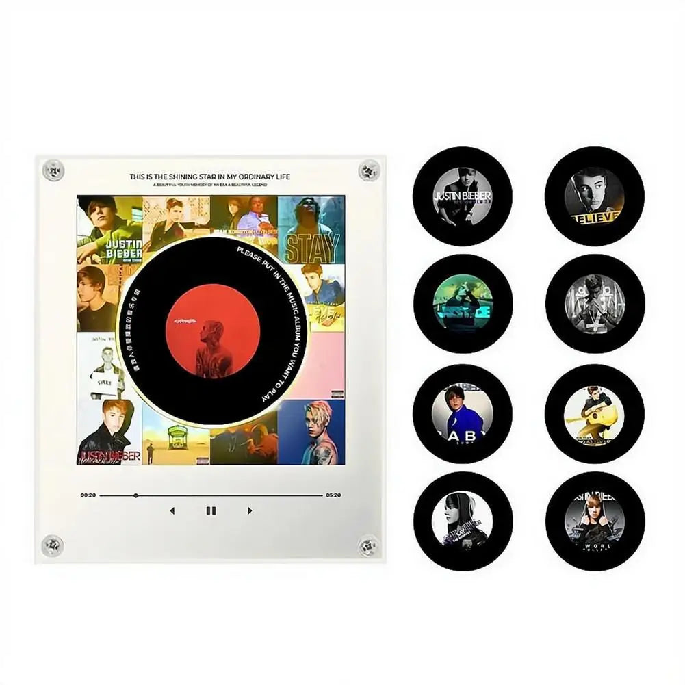 NFC Sensing Song Player With Acrylic Built-in Speaker Rotating Disc Night Light Automatic Singing Refrigerator Magnetic Sticker
