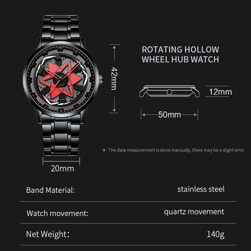 VA VA VOOM Brand Men Watch Creative Spinning Racing Series Clock Stainless Steel Sports Quartz Movement Waterproof Watch for Men