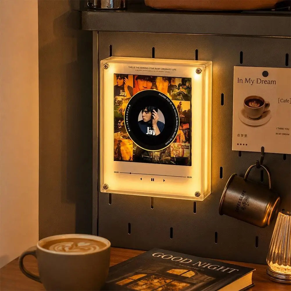 NFC Sensing Song Player With Acrylic Built-in Speaker Rotating Disc Night Light Automatic Singing Refrigerator Magnetic Sticker