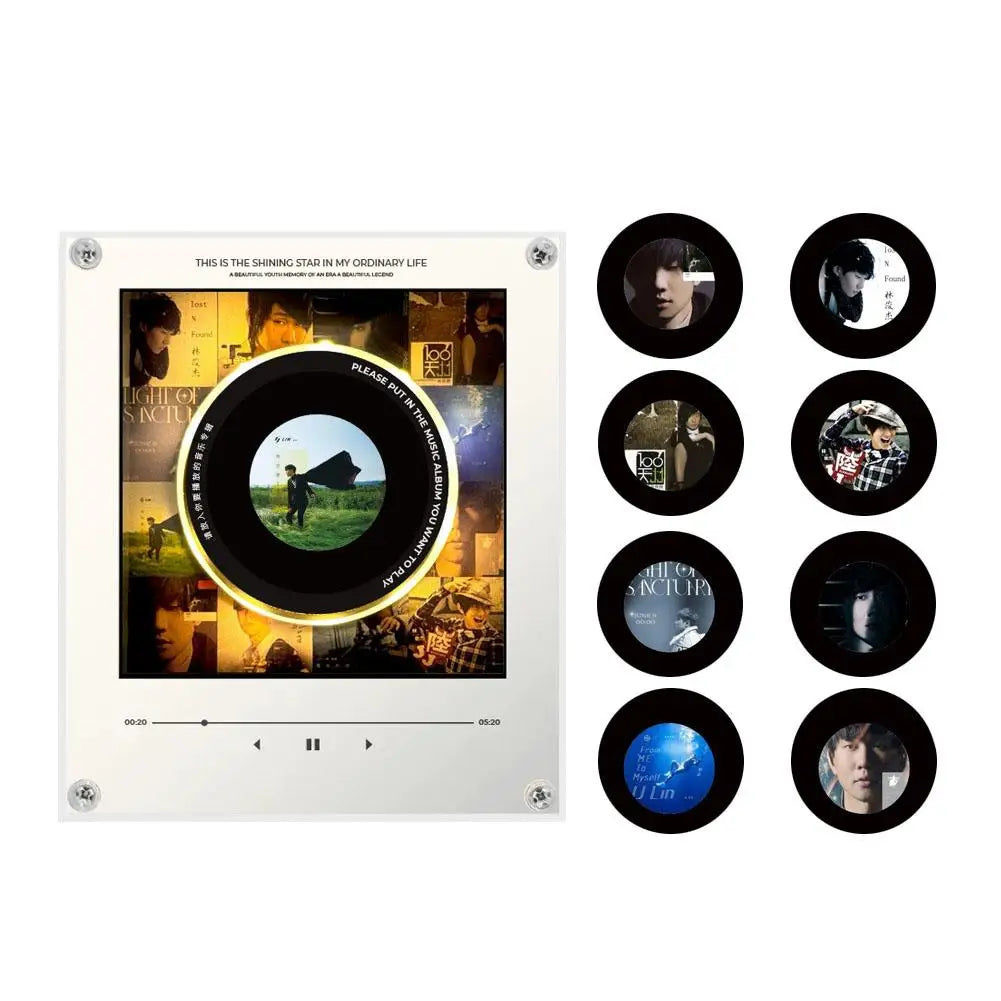 NFC Sensing Song Player With Acrylic Built-in Speaker Rotating Disc Night Light Automatic Singing Refrigerator Magnetic Sticker