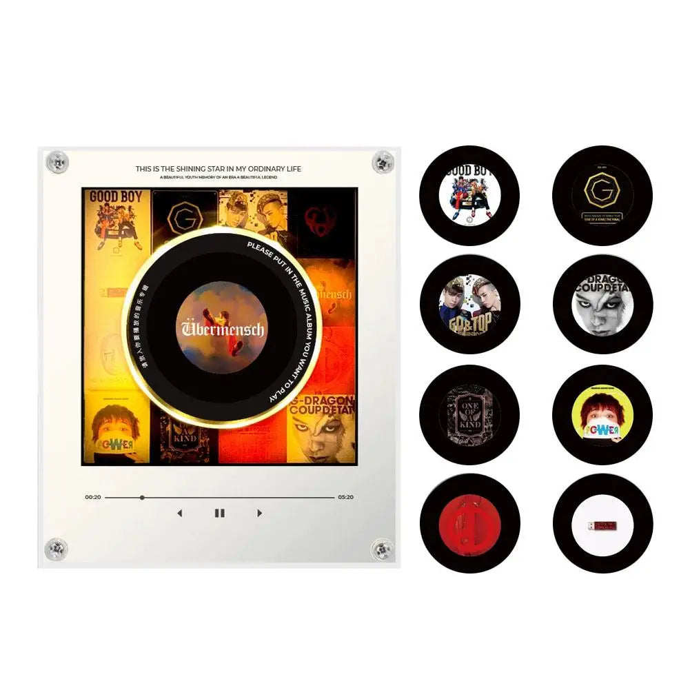 NFC Sensing Song Player With Acrylic Built-in Speaker Rotating Disc Night Light Automatic Singing Refrigerator Magnetic Sticker