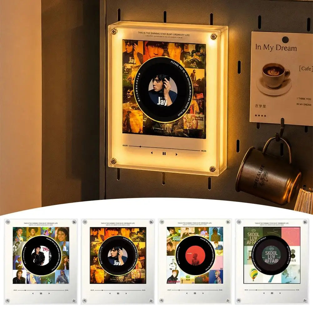NFC Sensing Song Player With Acrylic Built-in Speaker Rotating Disc Night Light Automatic Singing Refrigerator Magnetic Sticker