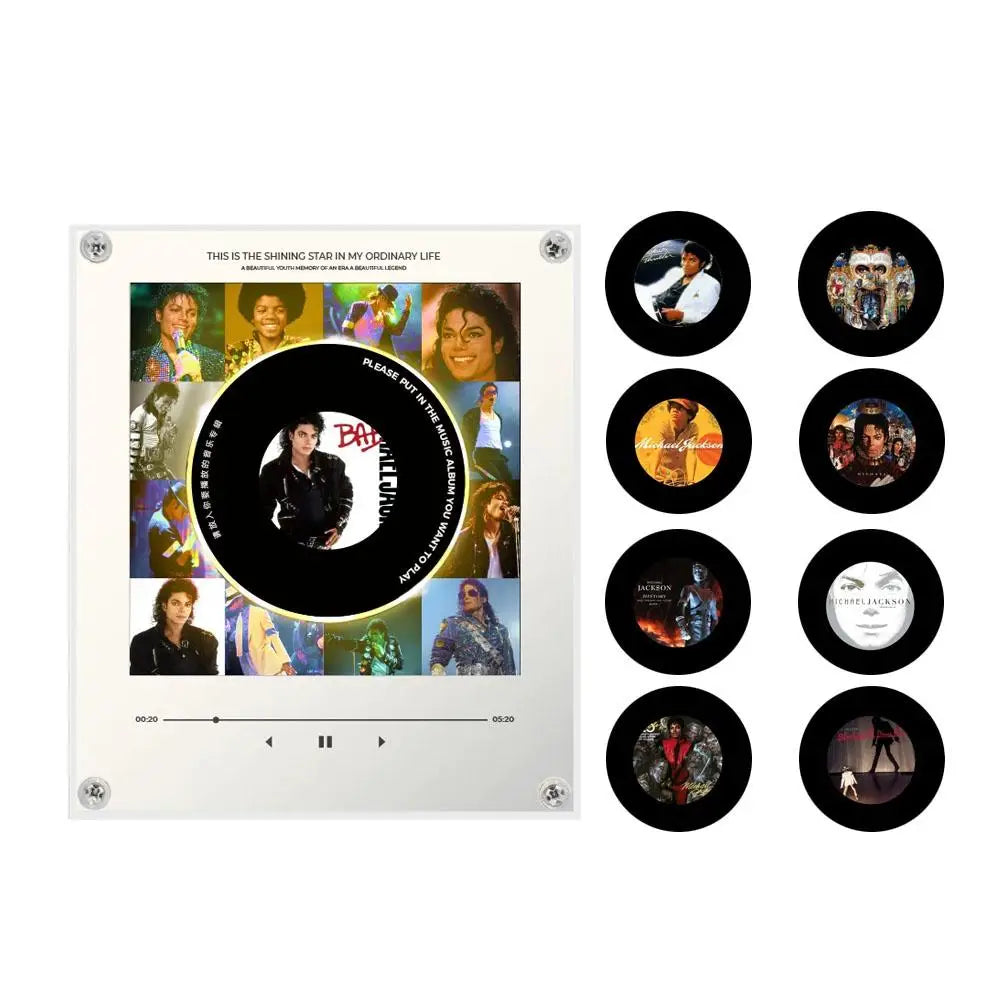NFC Sensing Song Player With Acrylic Built-in Speaker Rotating Disc Night Light Automatic Singing Refrigerator Magnetic Sticker