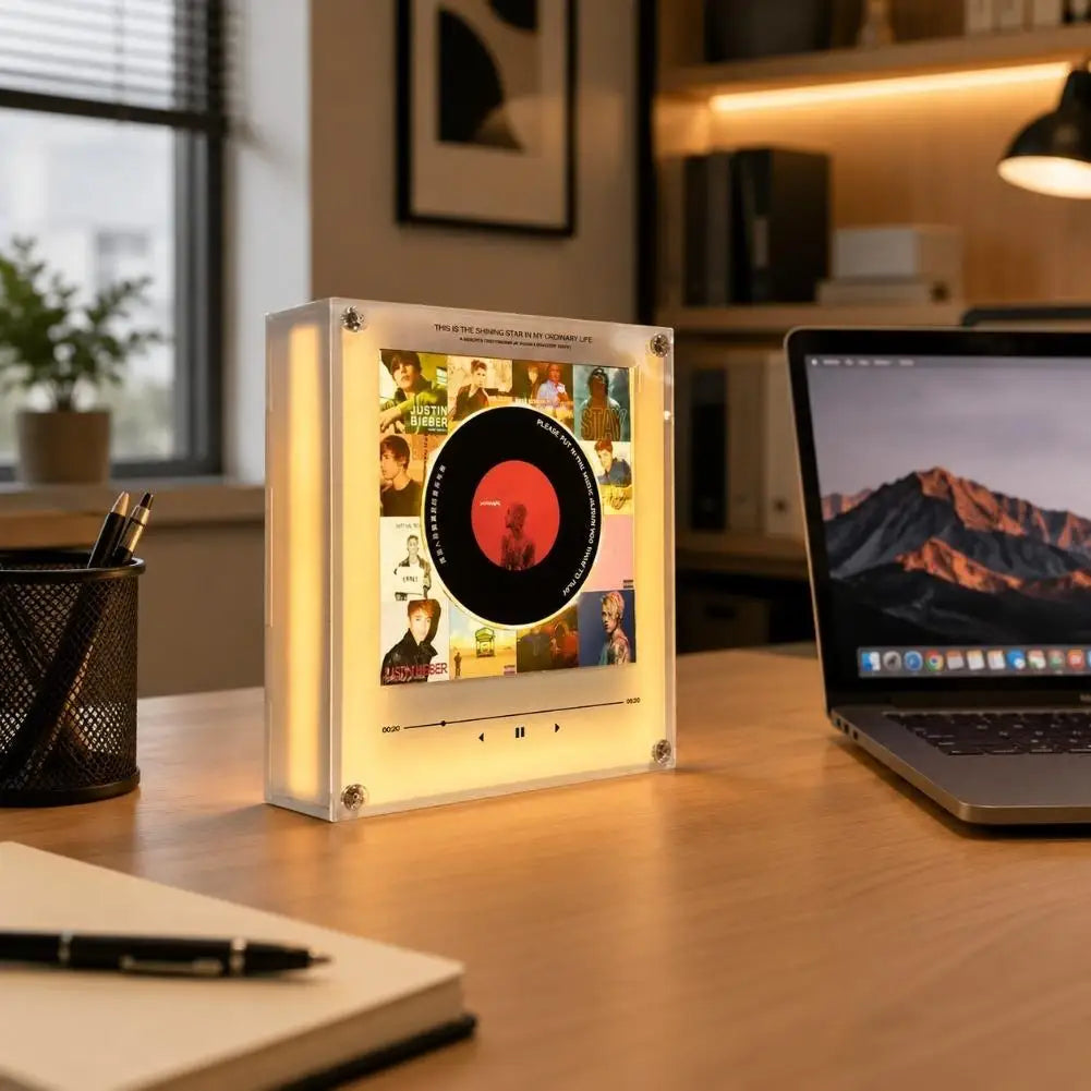 NFC Sensing Song Player With Acrylic Built-in Speaker Rotating Disc Night Light Automatic Singing Refrigerator Magnetic Sticker