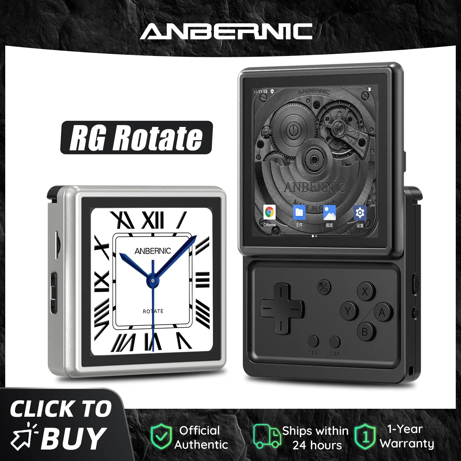 Anbernic RG Rotate Android Handheld Game Console 3.5" IPS 720×720 T618 Retro Gaming Emulator WiFi 3GB+32GB Portable Player