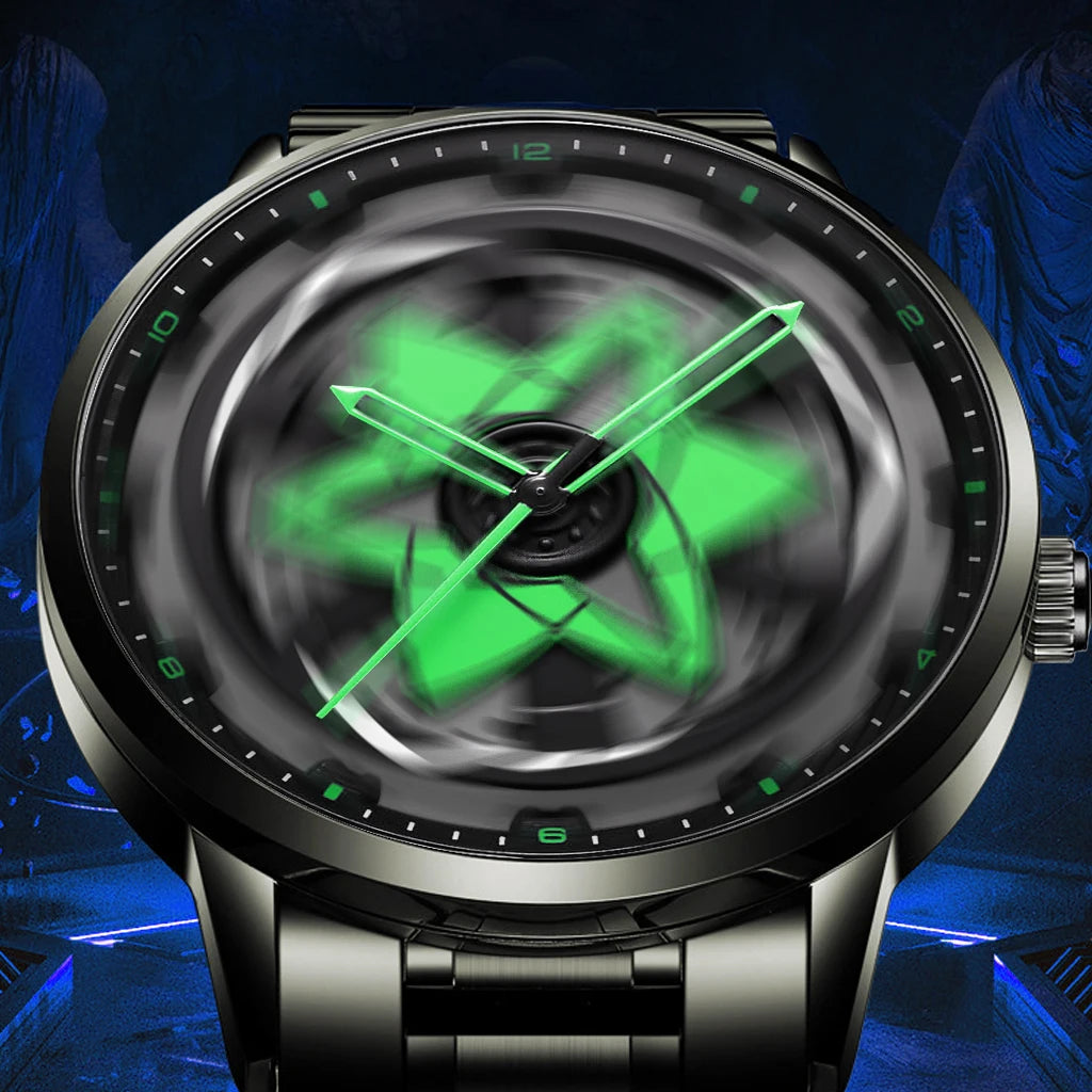 VA VA VOOM Brand Men Watch Creative Spinning Racing Series Clock Stainless Steel Sports Quartz Movement Waterproof Watch for Men