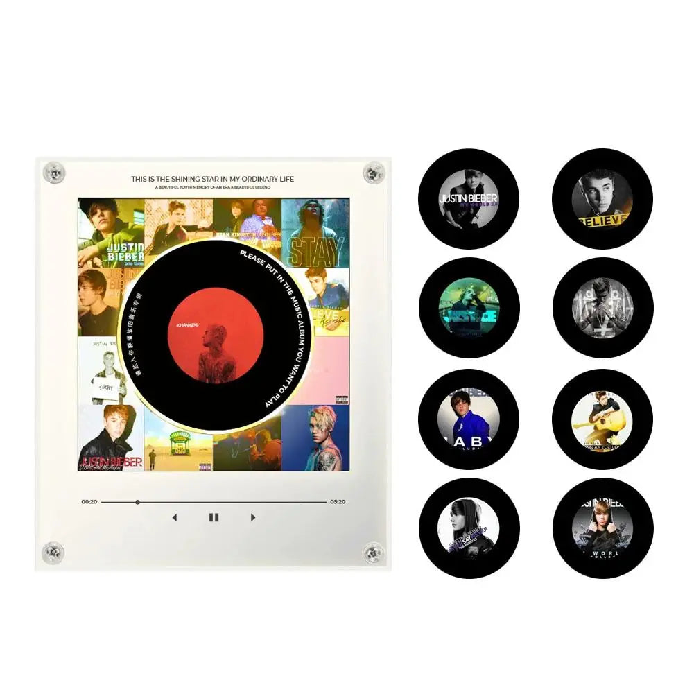 NFC Sensing Song Player With Acrylic Built-in Speaker Rotating Disc Night Light Automatic Singing Refrigerator Magnetic Sticker