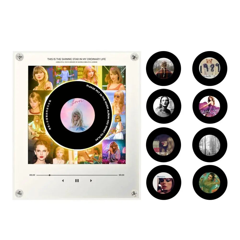 NFC Sensing Song Player With Acrylic Built-in Speaker Rotating Disc Night Light Automatic Singing Refrigerator Magnetic Sticker